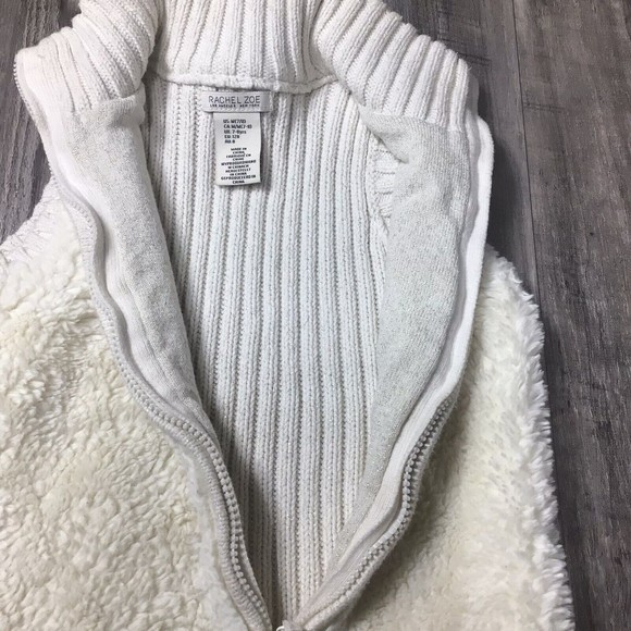 RACHEL ZOE Girls White Faux Fur/ Sweater Zip Front Vest Medium 7/8 - Picture 5 of 6